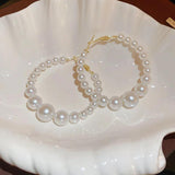 Geometric Circle Pearl Beaded Hoop Earrings for Women