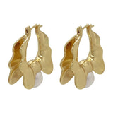 Bilandi Geometric Metal Drop Earrings with Simulated Pearl