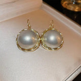 Geometric Circle Pearl Earrings for Women High Temperament Drop Earrings