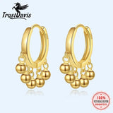TrustDavis 925 Silver Tassel Charm Hoop Earrings For Girls Birthday