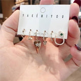 6 Pcs Set Small Hoop Earrings Pearl Leaf Dangle Drop Party Jewelry