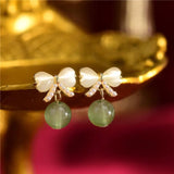 French Pearl Opal Green Earrings Birthday Gift