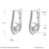 Silver U Shape Earrings with Big Simulated Pearl CZ Hoop