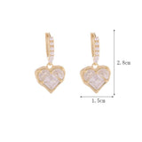 Women Pearl Hoop Earrings Heart Zircon Lady Earring Jewelry