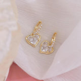 Women Pearl Hoop Earrings Heart Zircon Lady Earring Jewelry