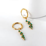 Green Crystal Hoop Earrings Vintage Pearl Dangle Ear Clip Jewelry Gift