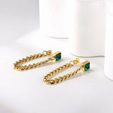 Green Crystal Hoop Earrings Vintage Pearl Dangle Ear Clip Jewelry Gift