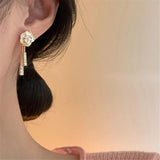 Pearl Zircon Mountain Camellia Earrings Women'S Earrings Temperament Wedding