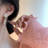 Pearl Zircon Mountain Camellia Earrings Women'S Earrings Temperament Wedding