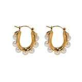 Bilandi U Shape Pearl Earrings - Elegant Women's Jewelry