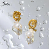 High End PVD Freshwater Pearl Snail Shaped Hoop Earring