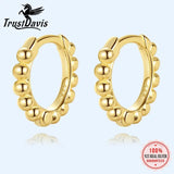 TrustDavis Round Beads Hoop Earrings 925 Silver H123