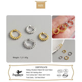 TrustDavis Round Beads Hoop Earrings 925 Silver H123