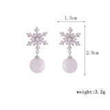 Snowflake Zircon & Christmas Pearl Earrings