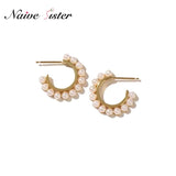 C Shape Pearl Earrings for Women Girls