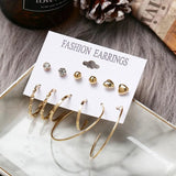 Vintage Pearl Earrings Bohemian Style Women's Jewelry Set