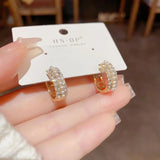 Zircon Pearl Small Ear Buckle Fashion Sweet Earrings