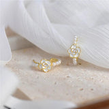 French Huashan Camellia Pearl Earrings