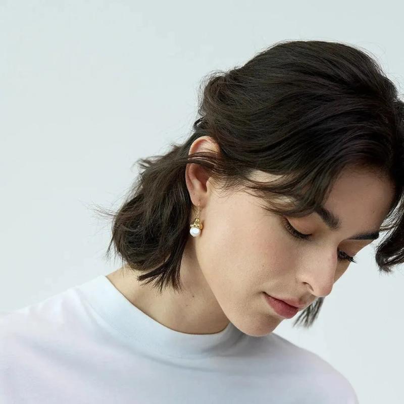 Romantic Floral Pearl Earrings French Style