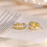 Artificial Pearl Metal Twist Hoop Earrings Party Jewelry Gift