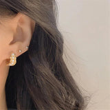 Artificial Pearl Metal Twist Hoop Earrings Party Jewelry Gift