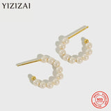 Freshwater Pearl Circle Hoop Earrings 925 Silver Jewelry