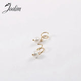 High End PVD Spiral Needle Freshwater Pearl Hoop Earring