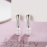 French Circled Pearl Earrings 925 Sterling Silver Ear Buckles