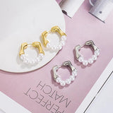 French Circled Pearl Earrings 925 Sterling Silver Ear Buckles
