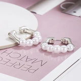 French Circled Pearl Earrings 925 Sterling Silver Ear Buckles