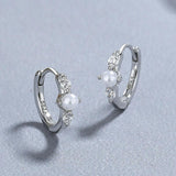 CZ Hoop Earrings French Pearl Romantic Wedding Jewelry