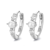 CZ Hoop Earrings French Pearl Romantic Wedding Jewelry