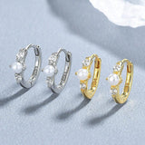 CZ Hoop Earrings French Pearl Romantic Wedding Jewelry
