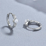 CZ Hoop Earrings French Pearl Romantic Wedding Jewelry