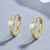 CZ Hoop Earrings French Pearl Romantic Wedding Jewelry