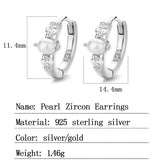 CZ Hoop Earrings French Pearl Romantic Wedding Jewelry