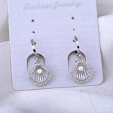 Seashell Hoop Earrings with Pearl Drop