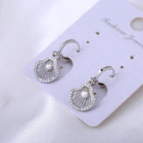 Seashell Hoop Earrings with Pearl Drop