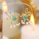 Designer's 5-Pointed Star Zircon Pearl Earrings