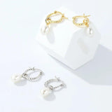 925 Silver Twists Pearl Earrings For Women