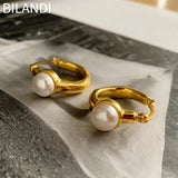 Vintage Hoop Simulated Pearl Earrings for Women Party Gift