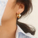 Vintage Hoop Simulated Pearl Earrings for Women Party Gift