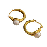 Vintage Hoop Simulated Pearl Earrings for Women Party Gift