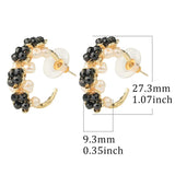 CSJA Natural Stone Hoop Earrings for Women Pearl Earring Wire Wrap Flower