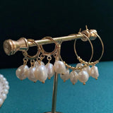 Baroque Pearl Tassel Stainless Steel Hoop Earrings