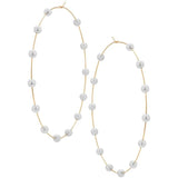 Exaggerated Pearls Circle Hoop Earrings Wedding Jewelry