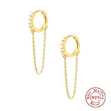 925 Silver Tassel Chain Hoop Earrings with Pearl, Wedding Jewelry