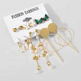 6 Pairs Pearl Hoop Earrings Set Vintage Circle Butterfly Heart Piercing Earrings