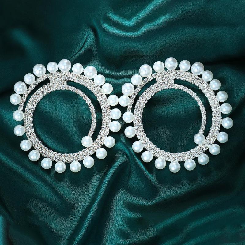Stonefans Exaggerated Pearl Hoop Earrings for Women