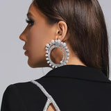 Stonefans Exaggerated Pearl Hoop Earrings for Women
